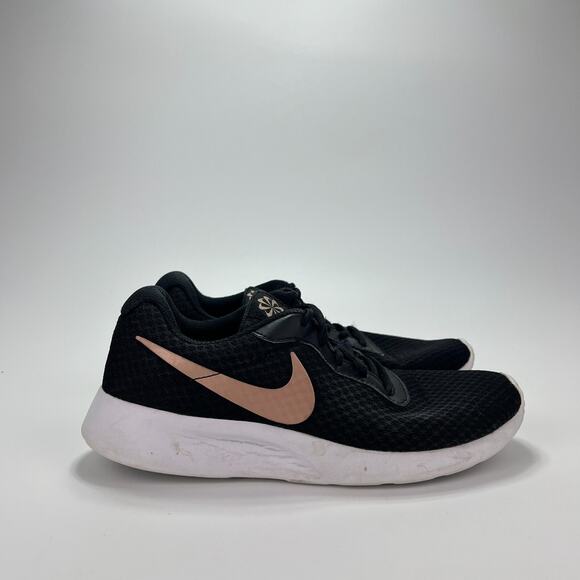 Nike Tajun Black Rose Gold Athletic Running Shoes Sneaker Women's Size 8 - Picture 1 of 10
